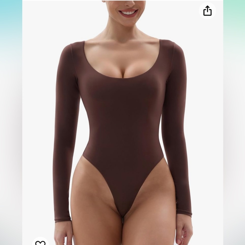 SHAPERX Women's Soft Crew Neck Bodysuit NWOT